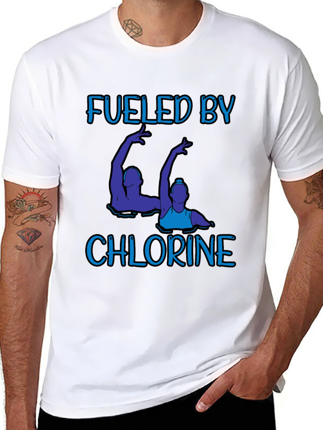 Fueled by Chlorine T-Shirt - Artistic Swimmers Design