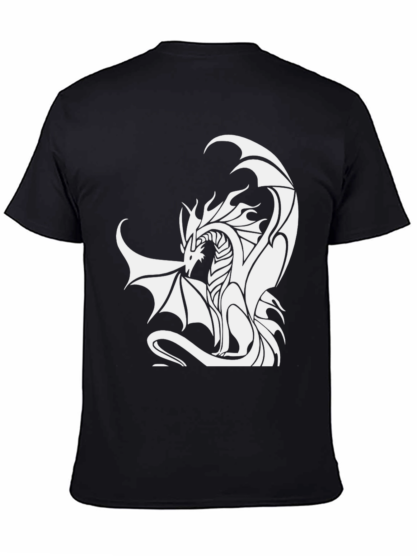 Dragon Graphic Tee - Black Cotton Blend T-Shirt
