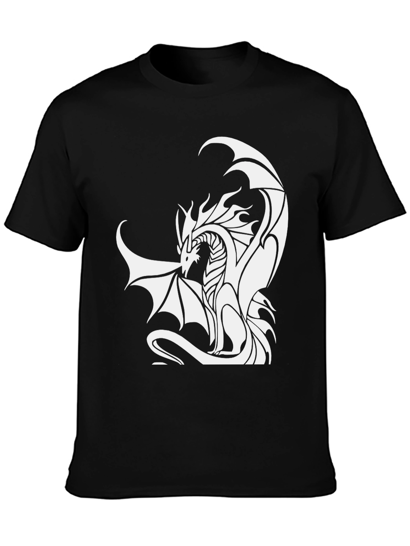 Dragon Graphic Tee - Black Cotton Blend T-Shirt