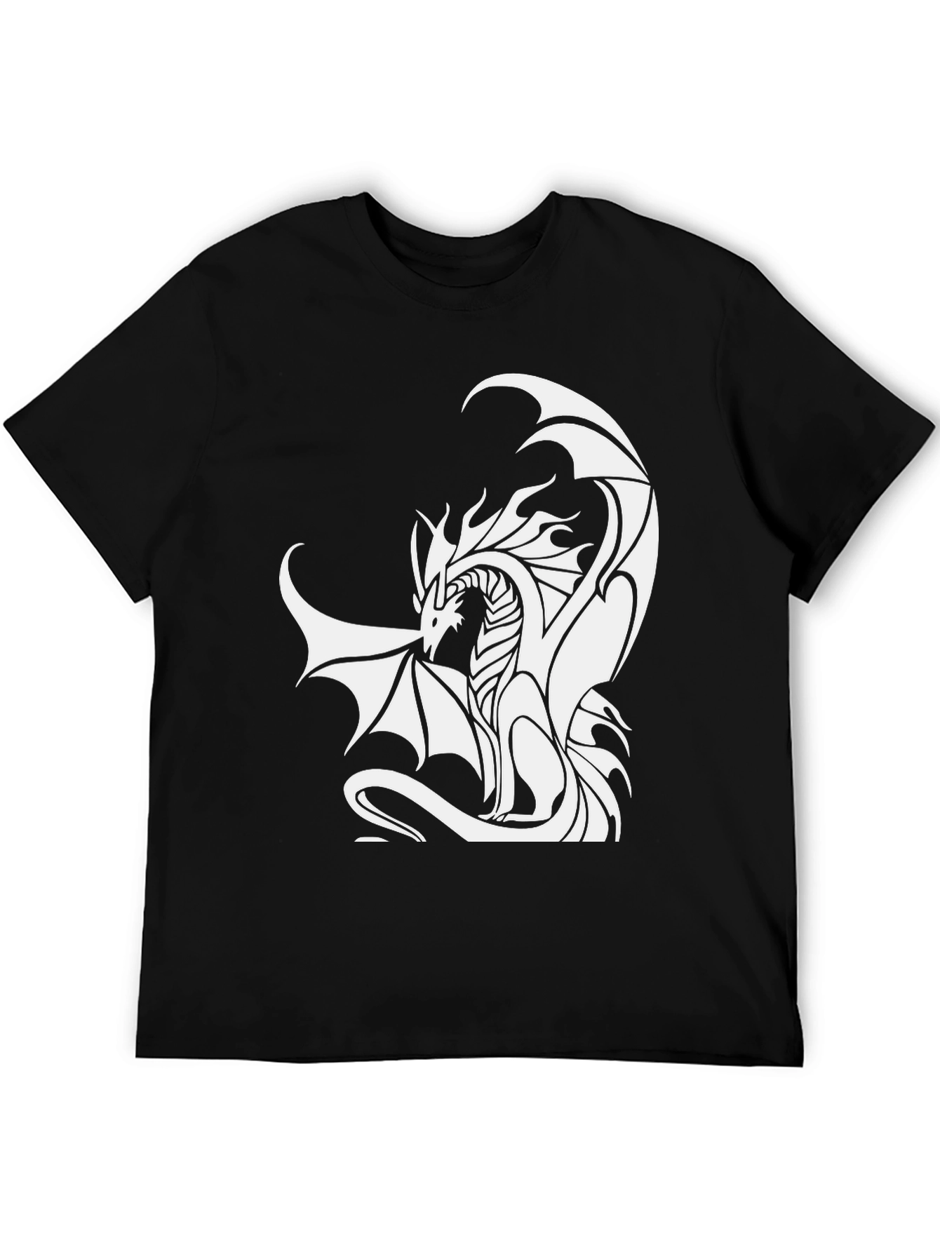 Dragon Graphic Tee - Black Cotton Blend T-Shirt