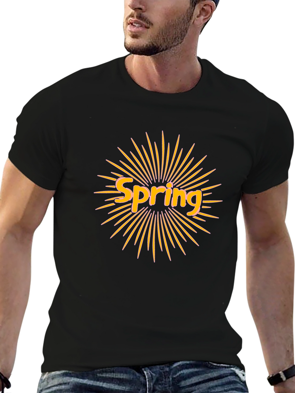 Spring Sunburst Graphic Tee - Stylish Black T-Shirt