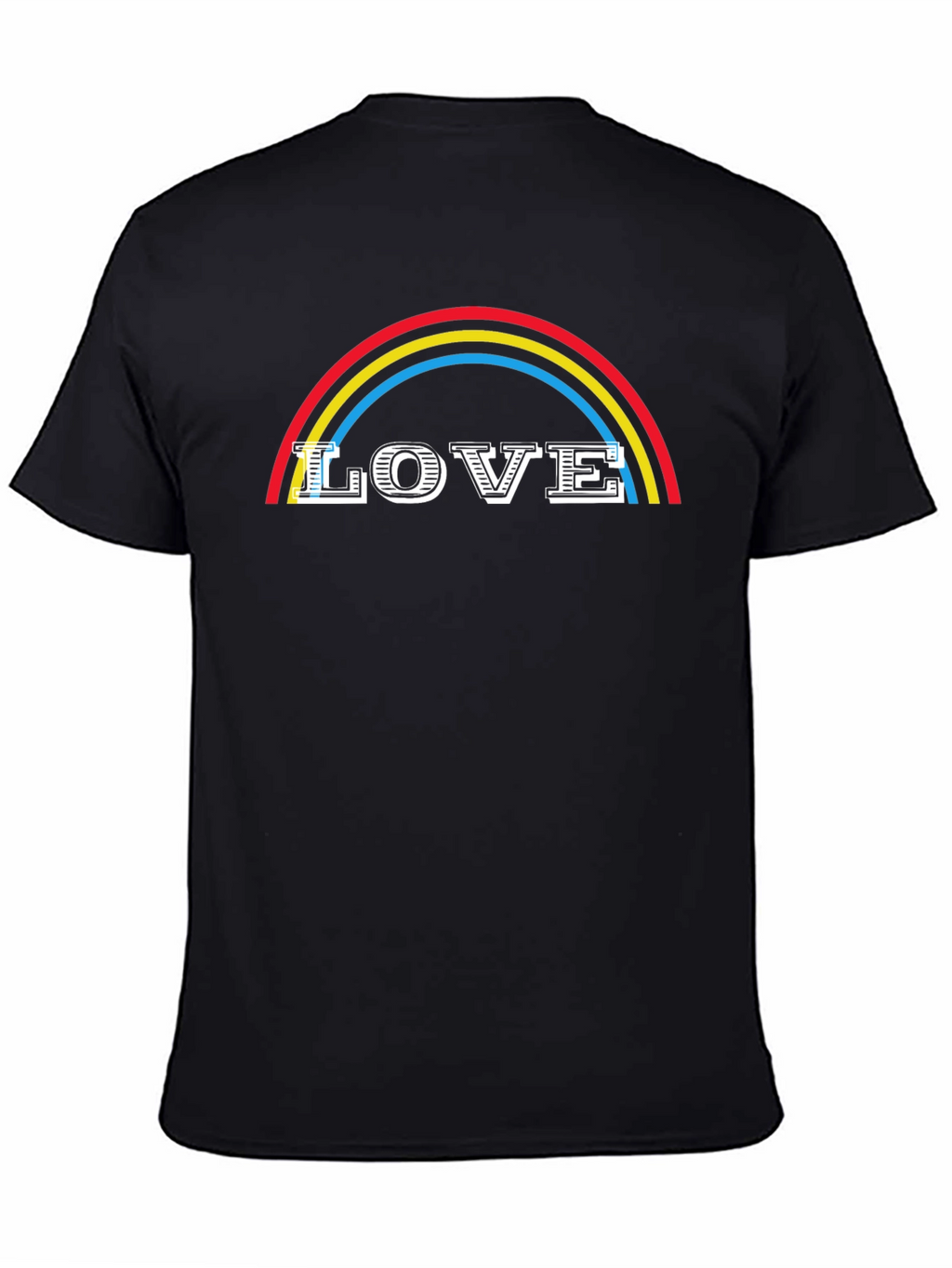 Love Rainbow Graphic Tee - Black Cotton Blend Shirt