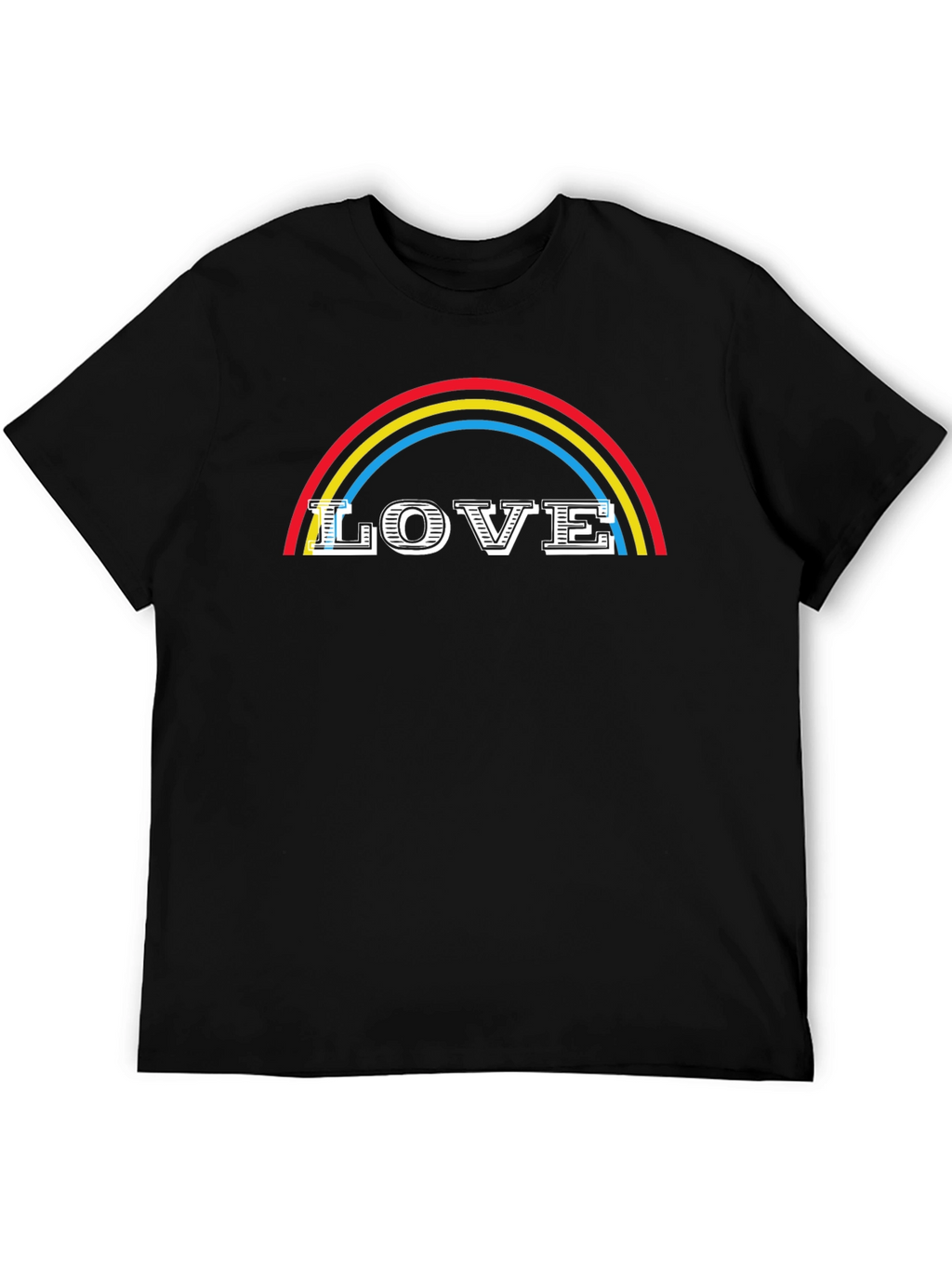 Love Rainbow Graphic Tee - Black Cotton Blend Shirt