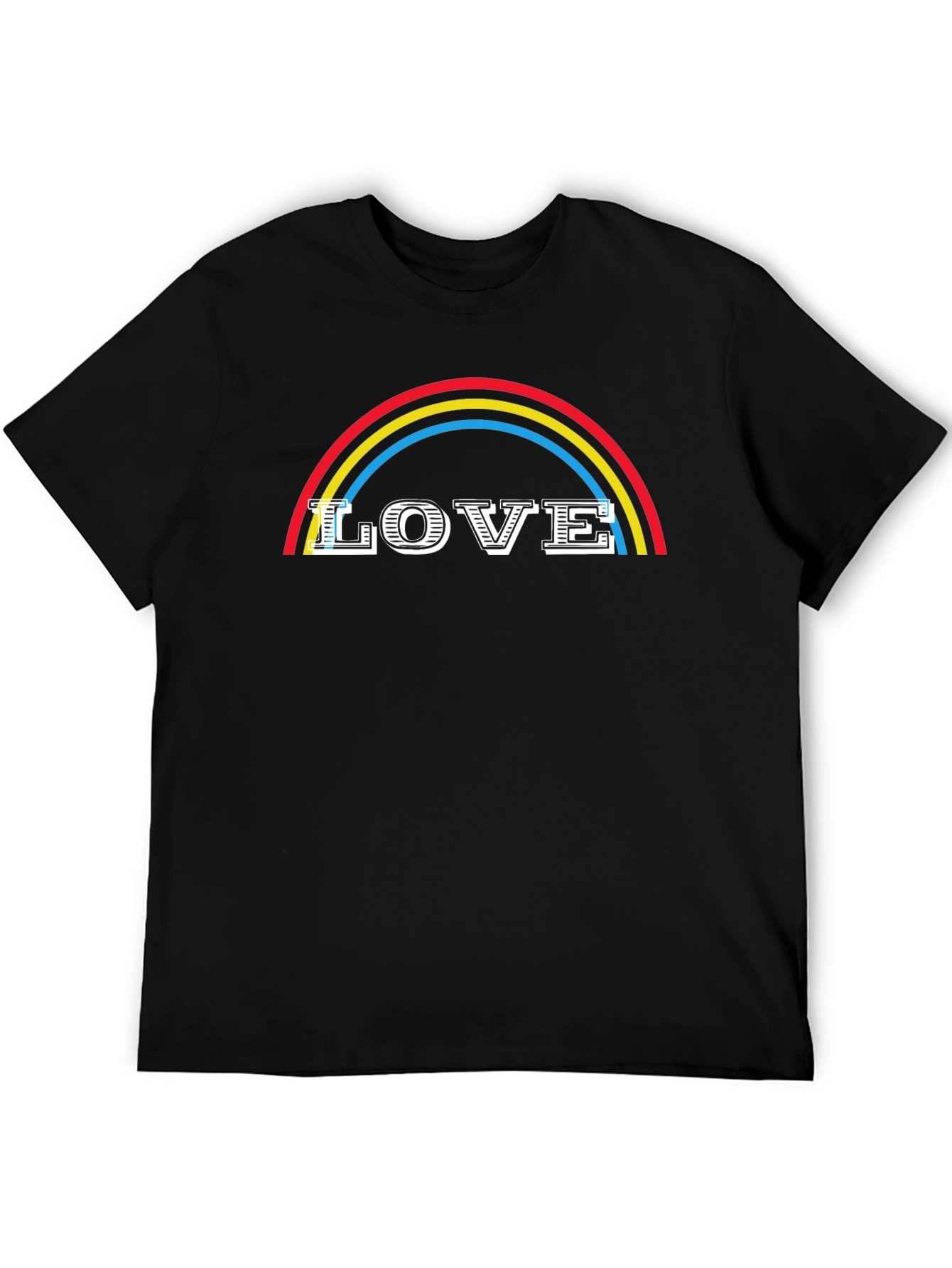 Love Rainbow Graphic Tee - Black Cotton Blend Shirt