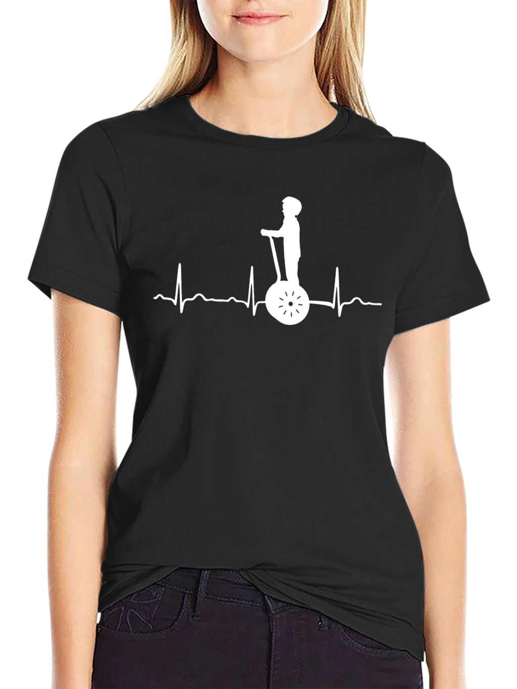 Black Segway Heartbeat Graphic T-Shirt