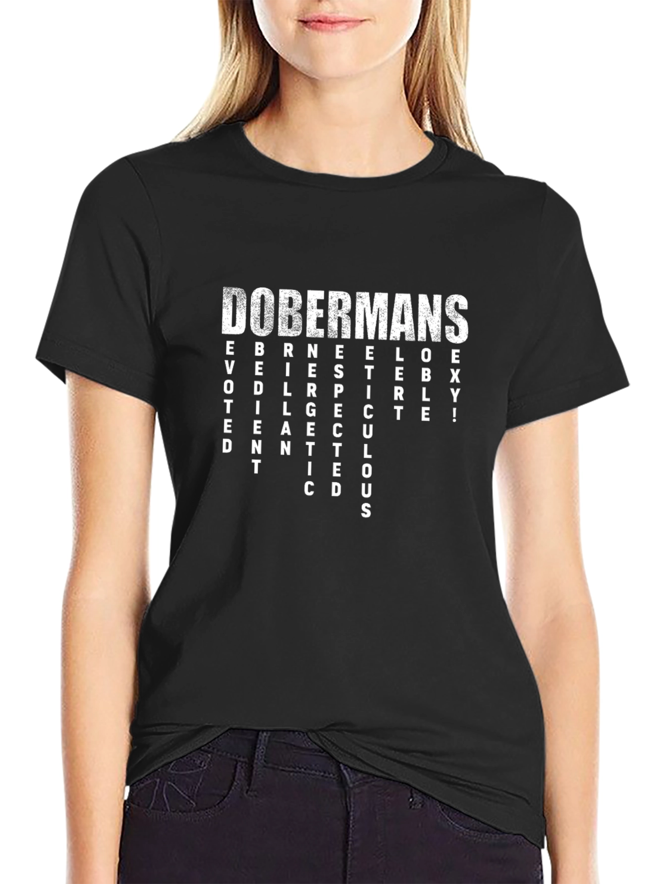 Dobermans Dog Breed T-Shirt - Word Cloud Design