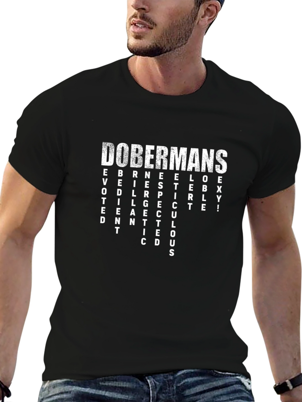 Dobermans Dog Breed T-Shirt - Word Cloud Design