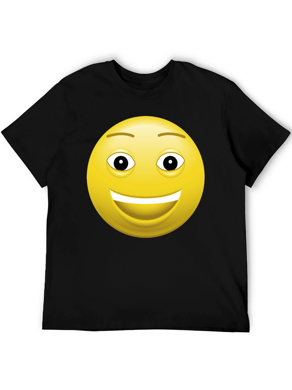 Happy Face Graphic Tee - Black Cotton T-Shirt