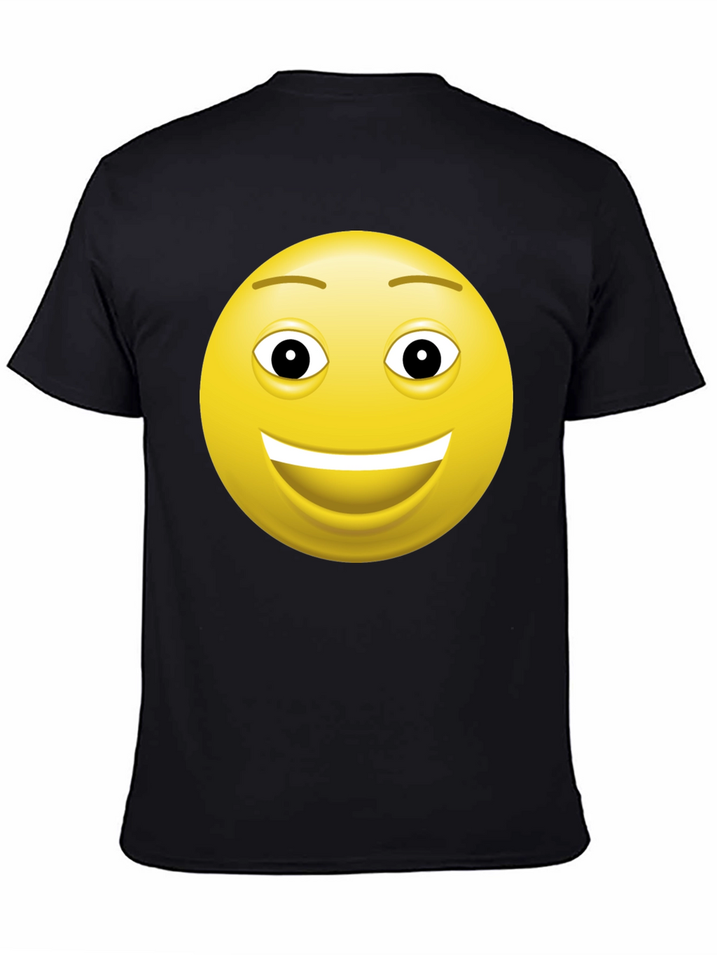 Happy Face Graphic Tee - Black Cotton T-Shirt