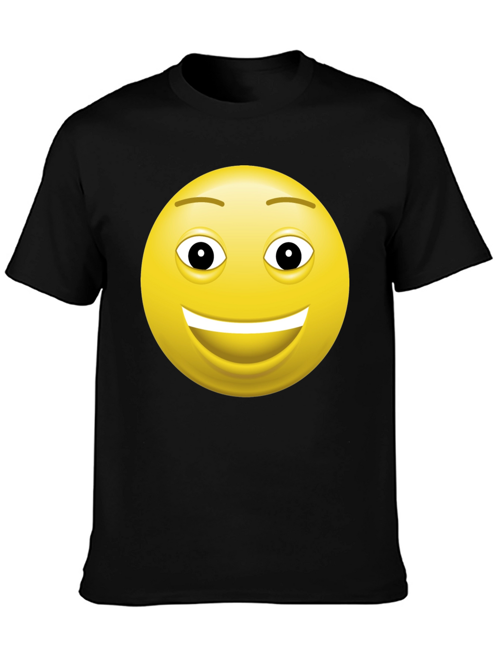 Happy Face Graphic Tee - Black Cotton T-Shirt
