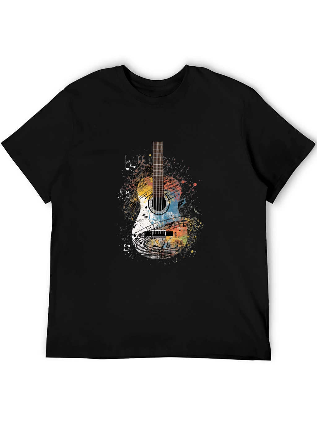 Guitar Graphic Print Crew Neck T-Shirt