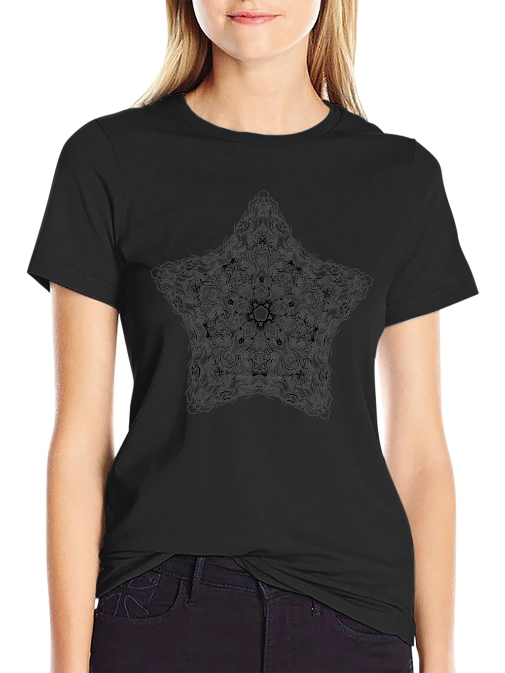 Black Star Mandala Graphic Tee - Mens Fashion