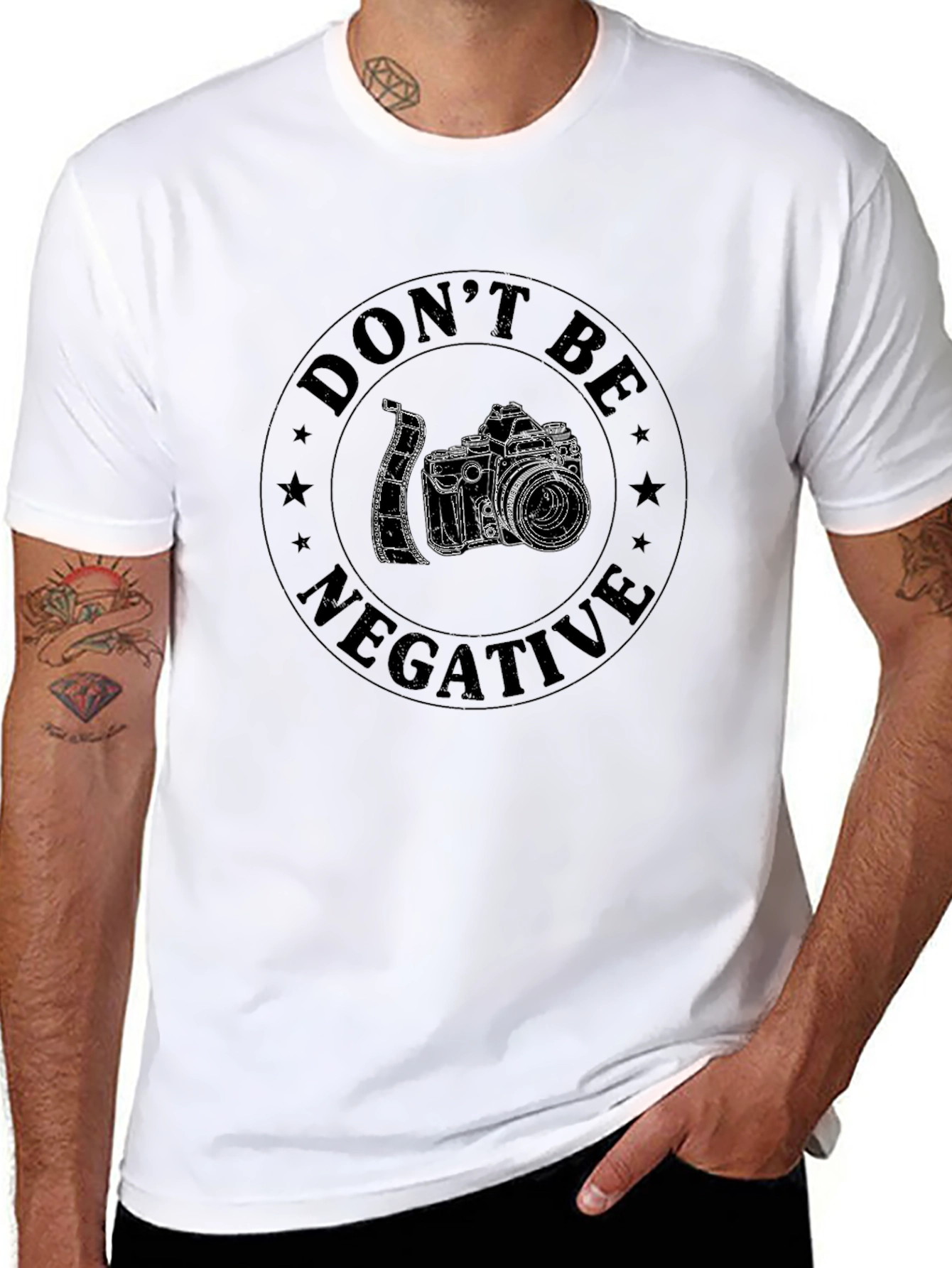 Dont Be Negative Camera Graphic T-Shirt