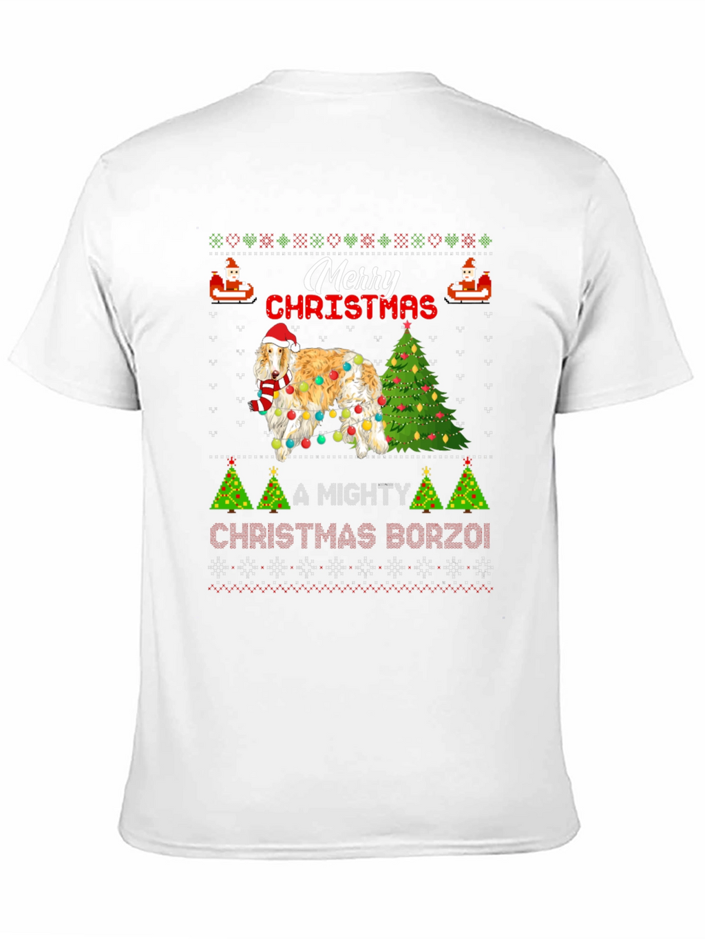Merry Christmas Borzoi Dog Ugly Christmas T-Shirt