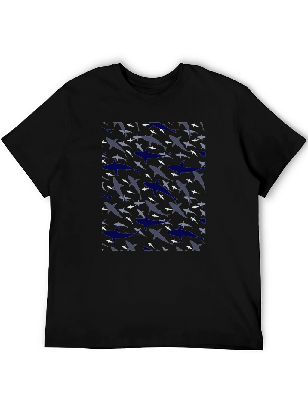 Shark Camo Print Black T-Shirt