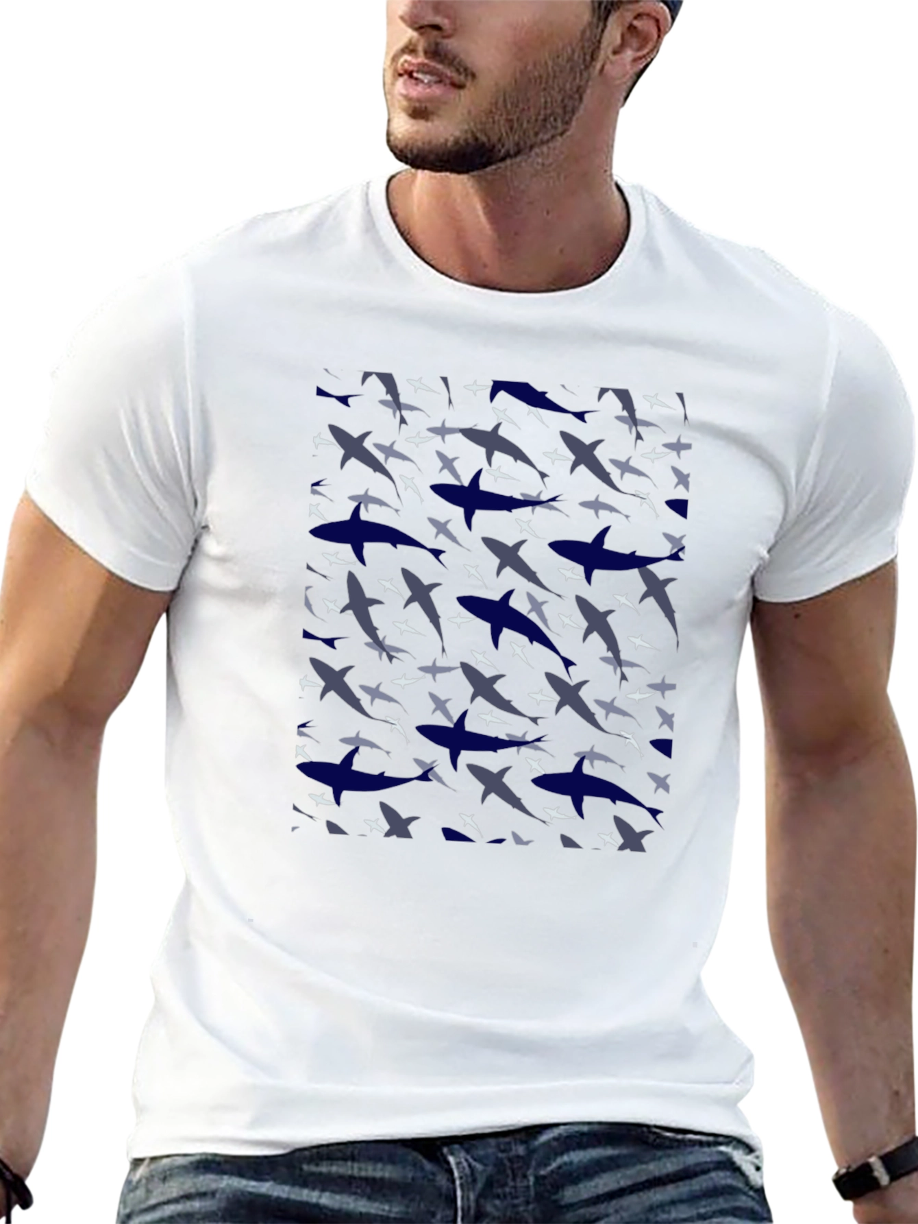 Shark Camo Print Black T-Shirt
