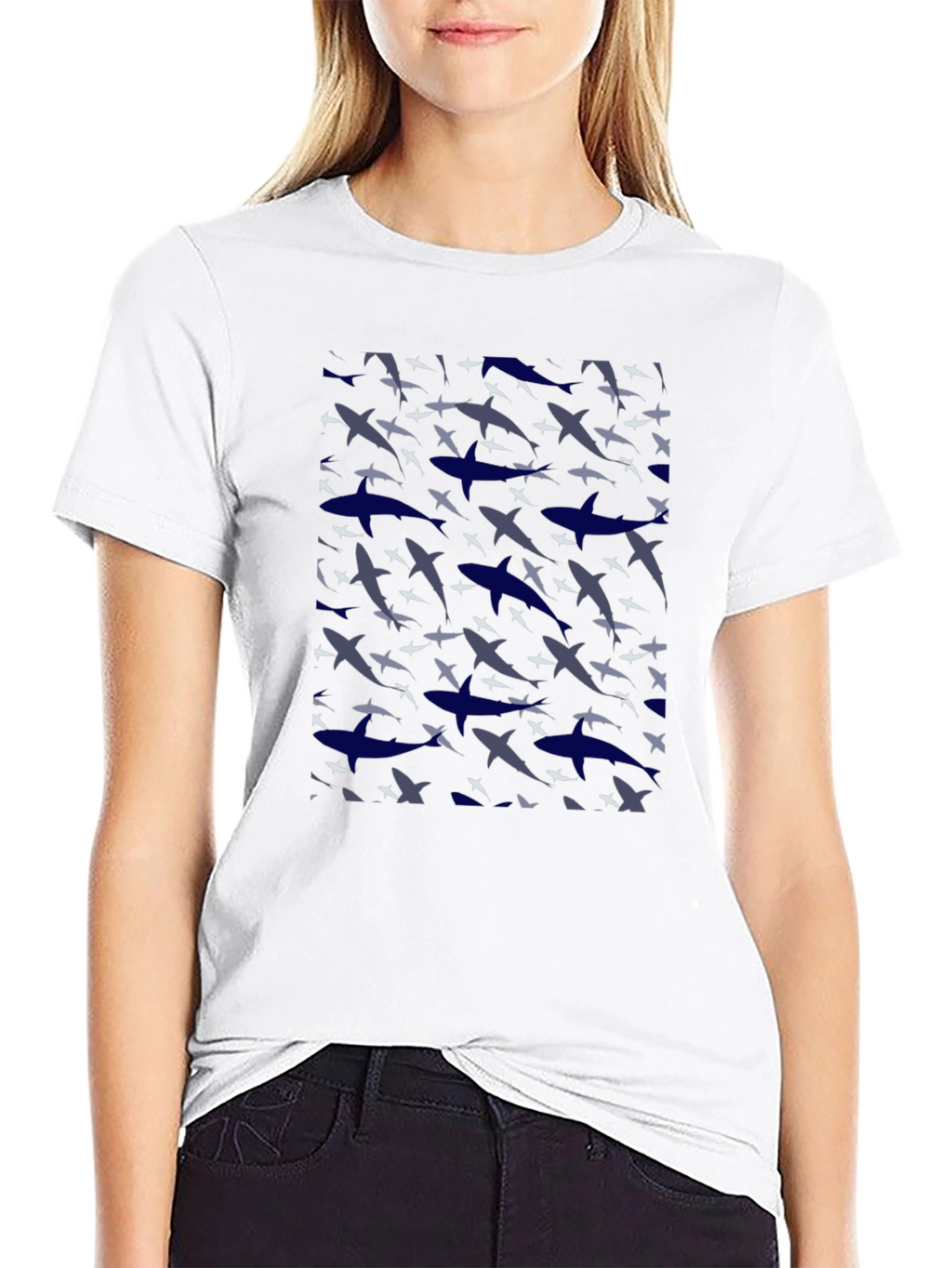 Shark Camo Print Black T-Shirt