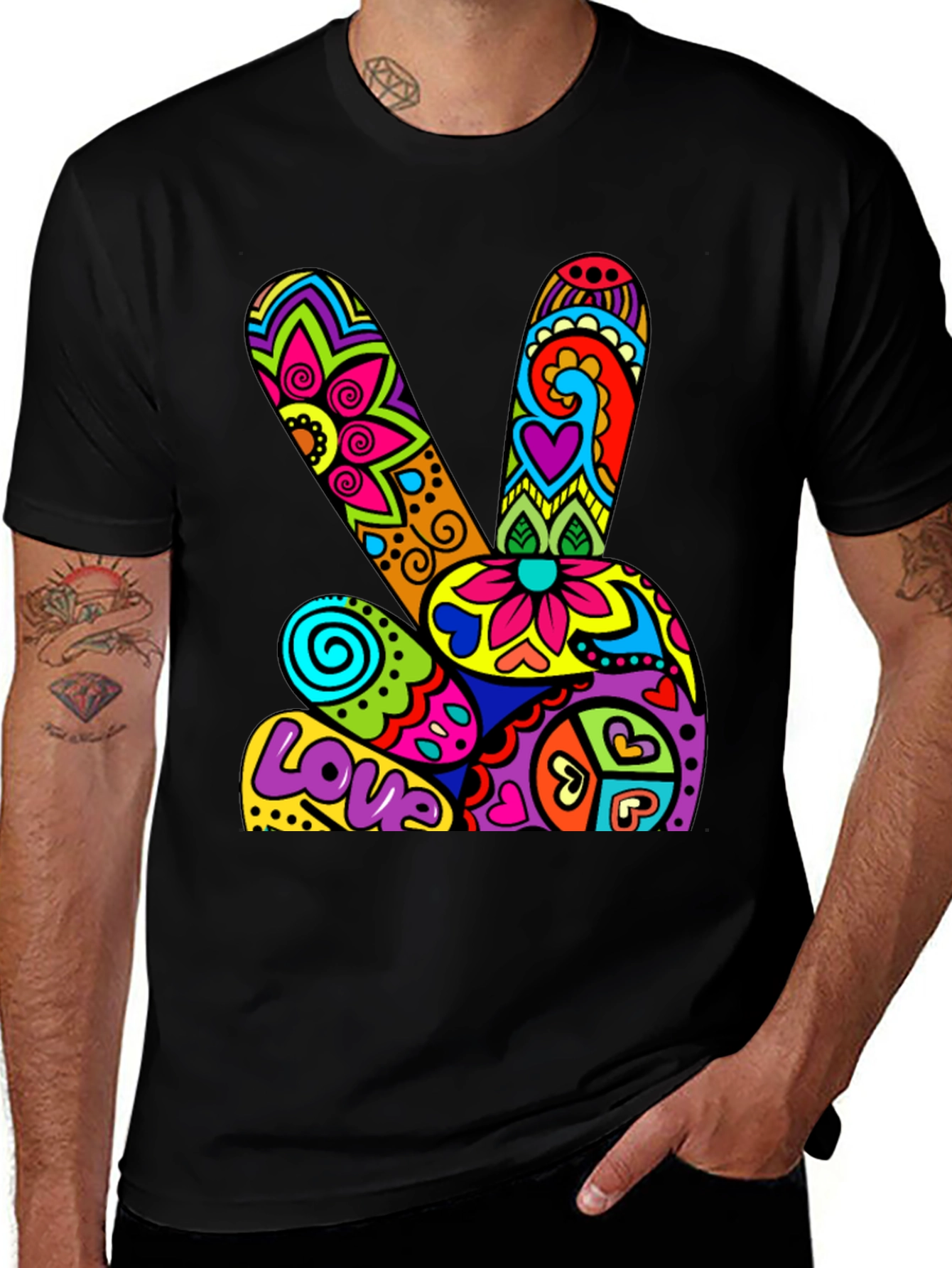 Peace & Love Psychedelic Graphic T-Shirt