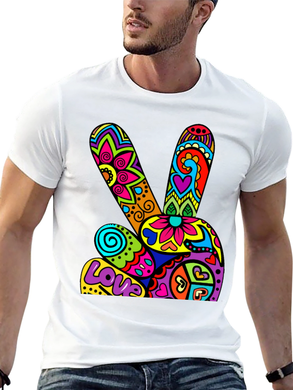 Peace & Love Psychedelic Graphic T-Shirt