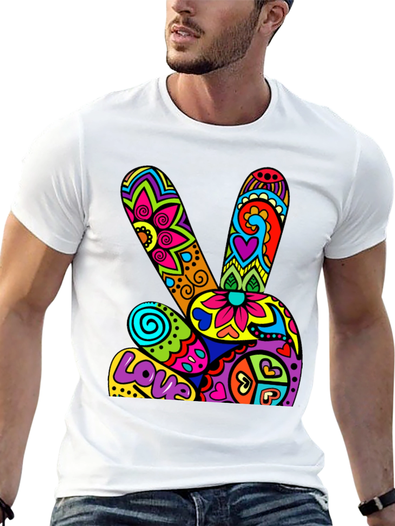 Peace & Love Psychedelic Graphic T-Shirt