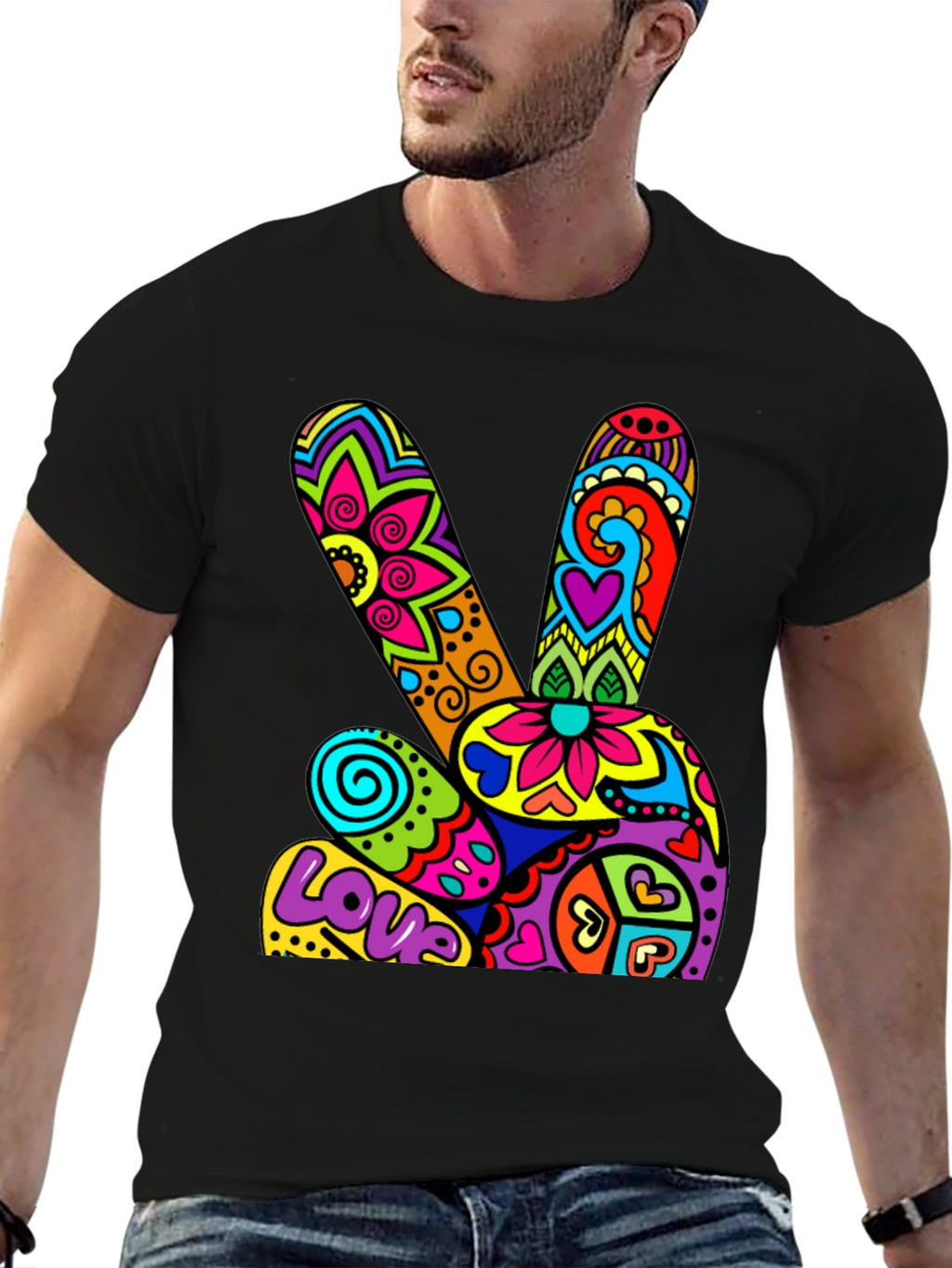 Peace & Love Psychedelic Graphic T-Shirt