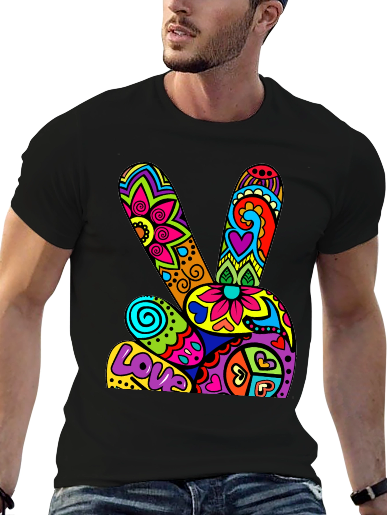 Peace & Love Psychedelic Graphic T-Shirt