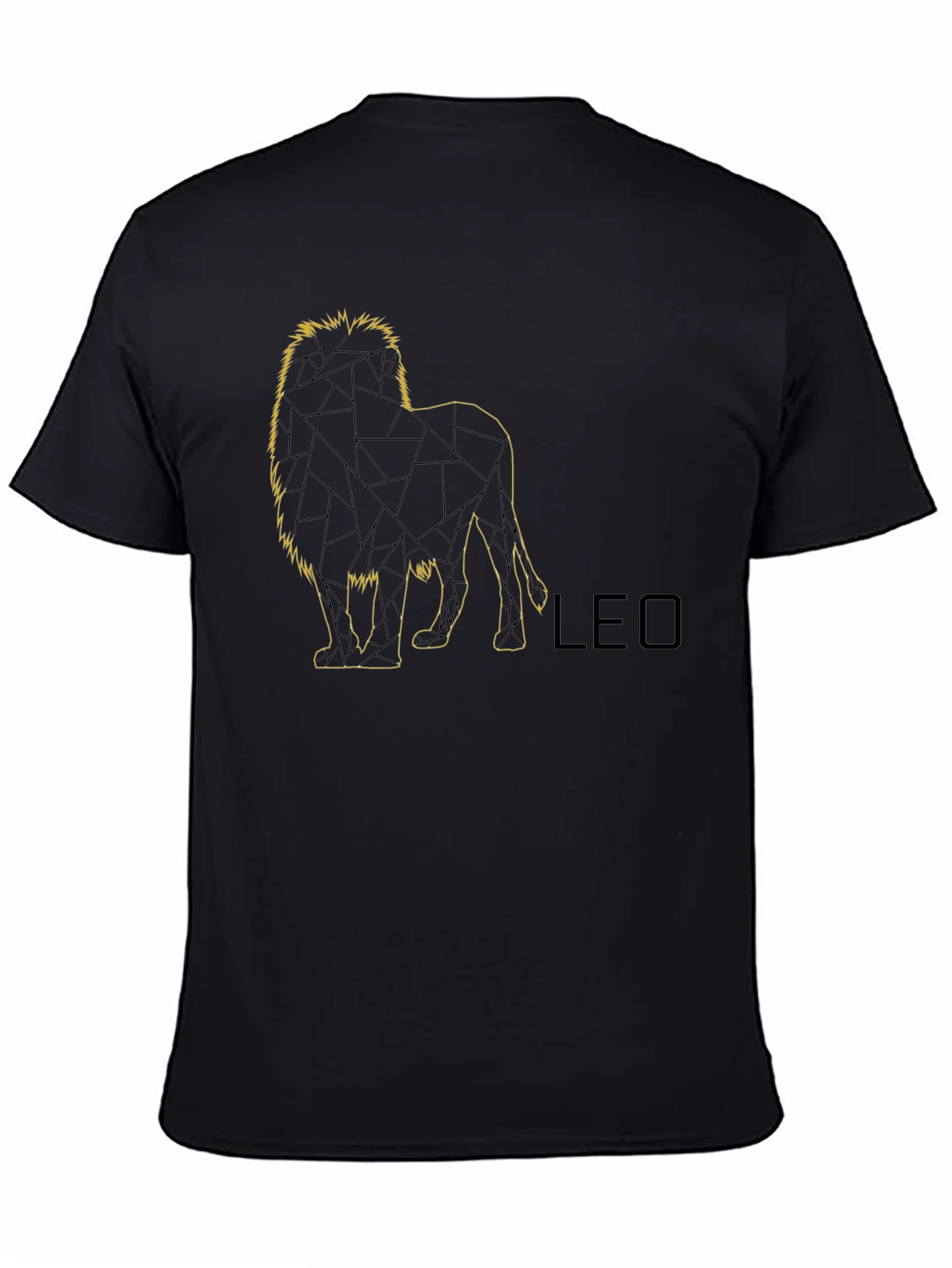 LEO Geometric Lion Graphic Tee - Black
