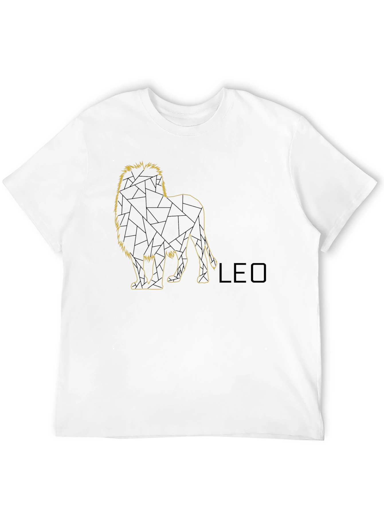 LEO Geometric Lion Graphic Tee - Black