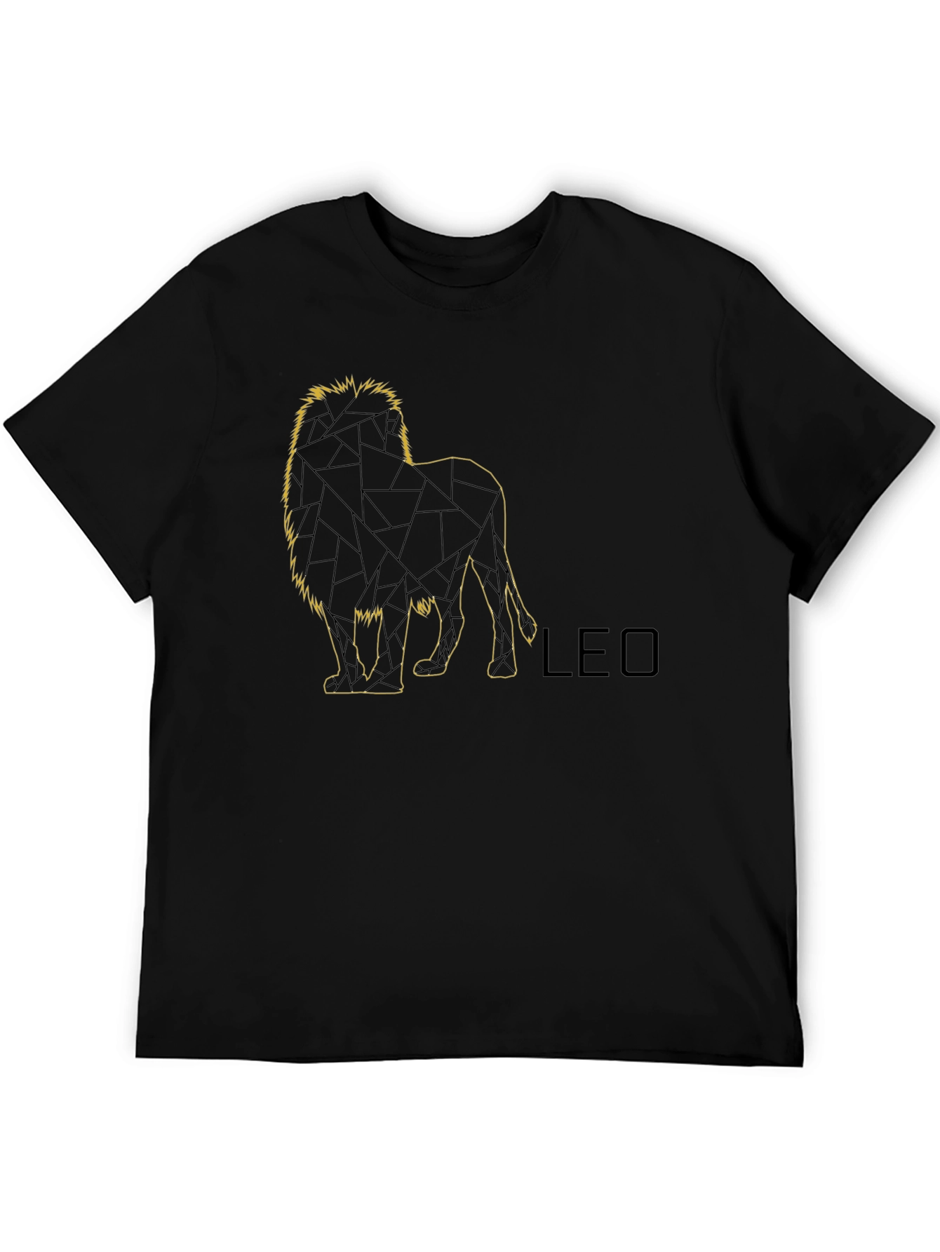 LEO Geometric Lion Graphic Tee - Black