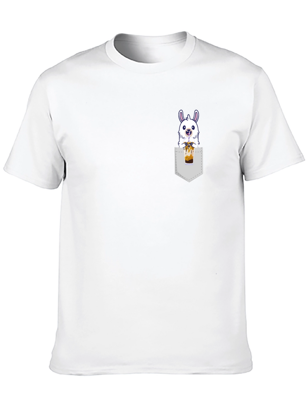 Llama Bubble Tea Pocket T-Shirt - Cute & Fun