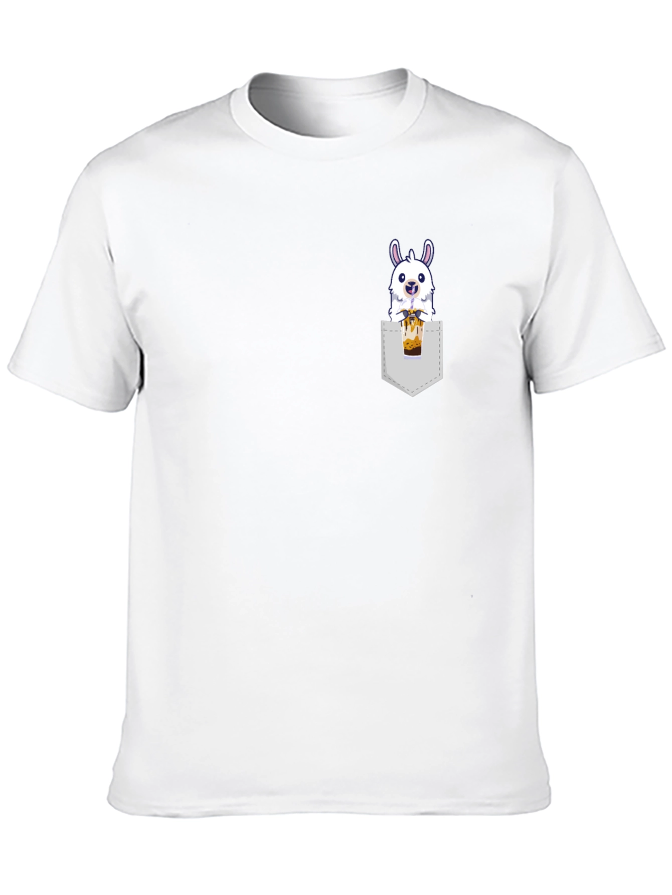 Llama Bubble Tea Pocket T-Shirt - Cute & Fun