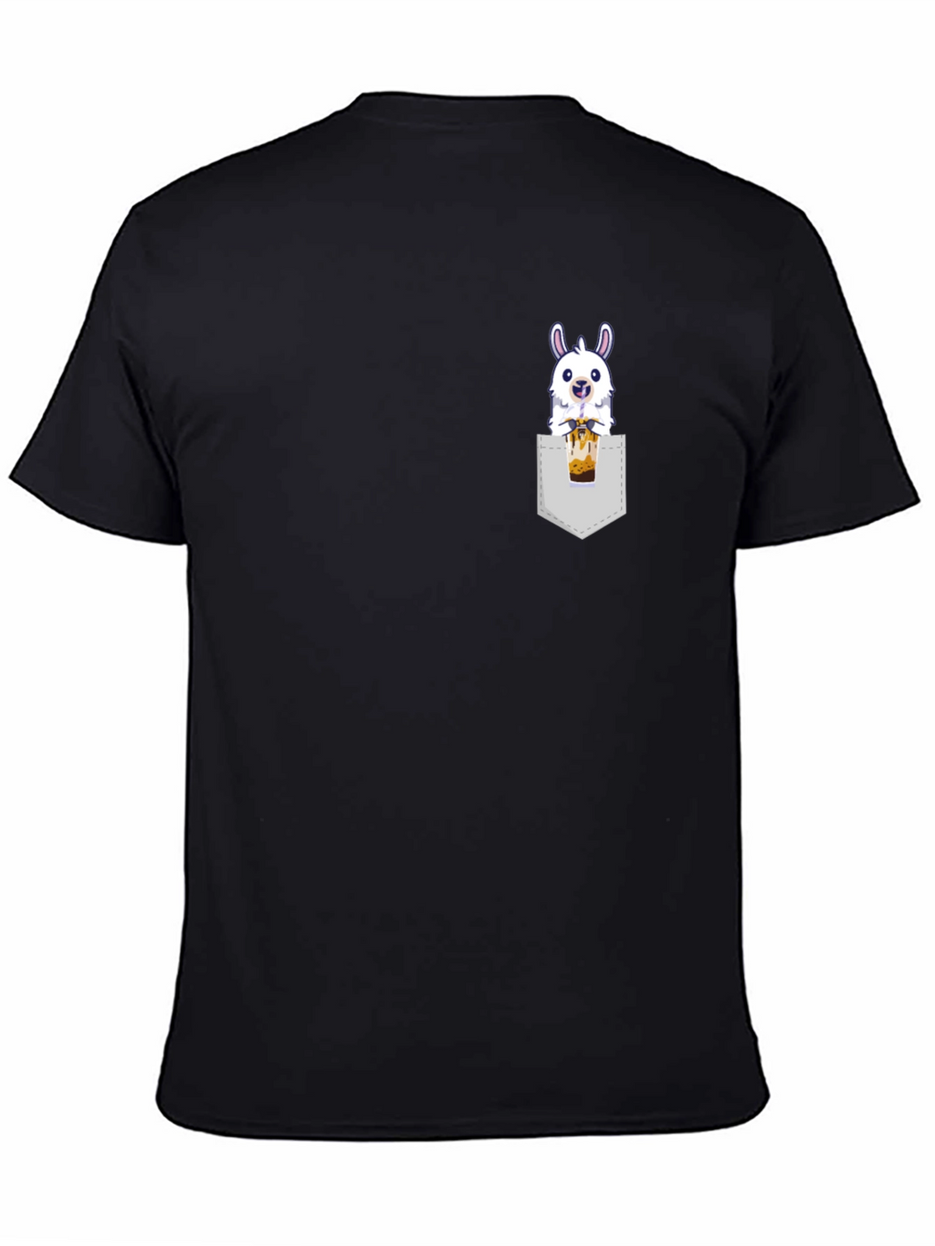 Llama Bubble Tea Pocket T-Shirt - Cute & Fun