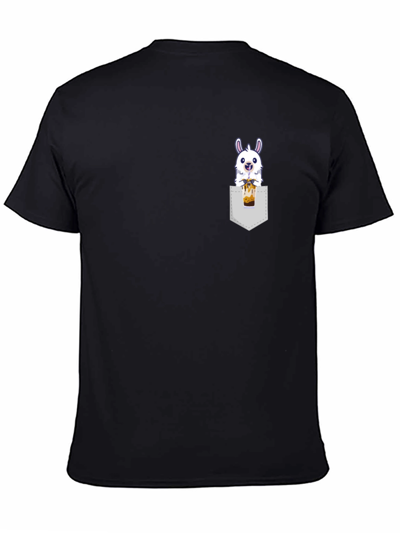 Llama Bubble Tea Pocket T-Shirt - Cute & Fun