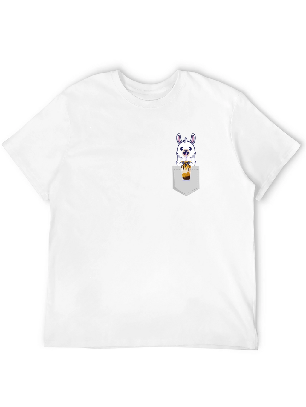 Llama Bubble Tea Pocket T-Shirt - Cute & Fun