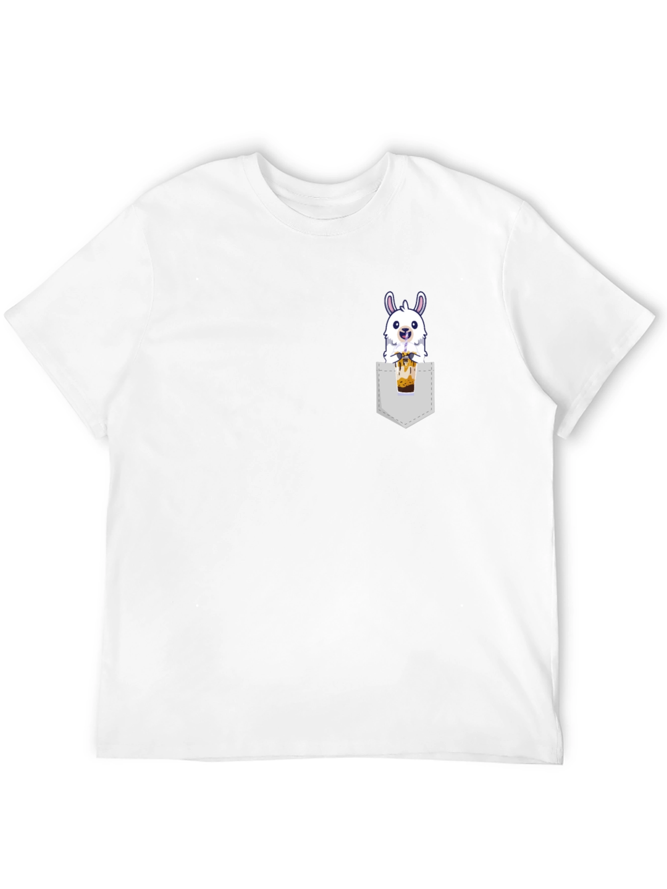 Llama Bubble Tea Pocket T-Shirt - Cute & Fun