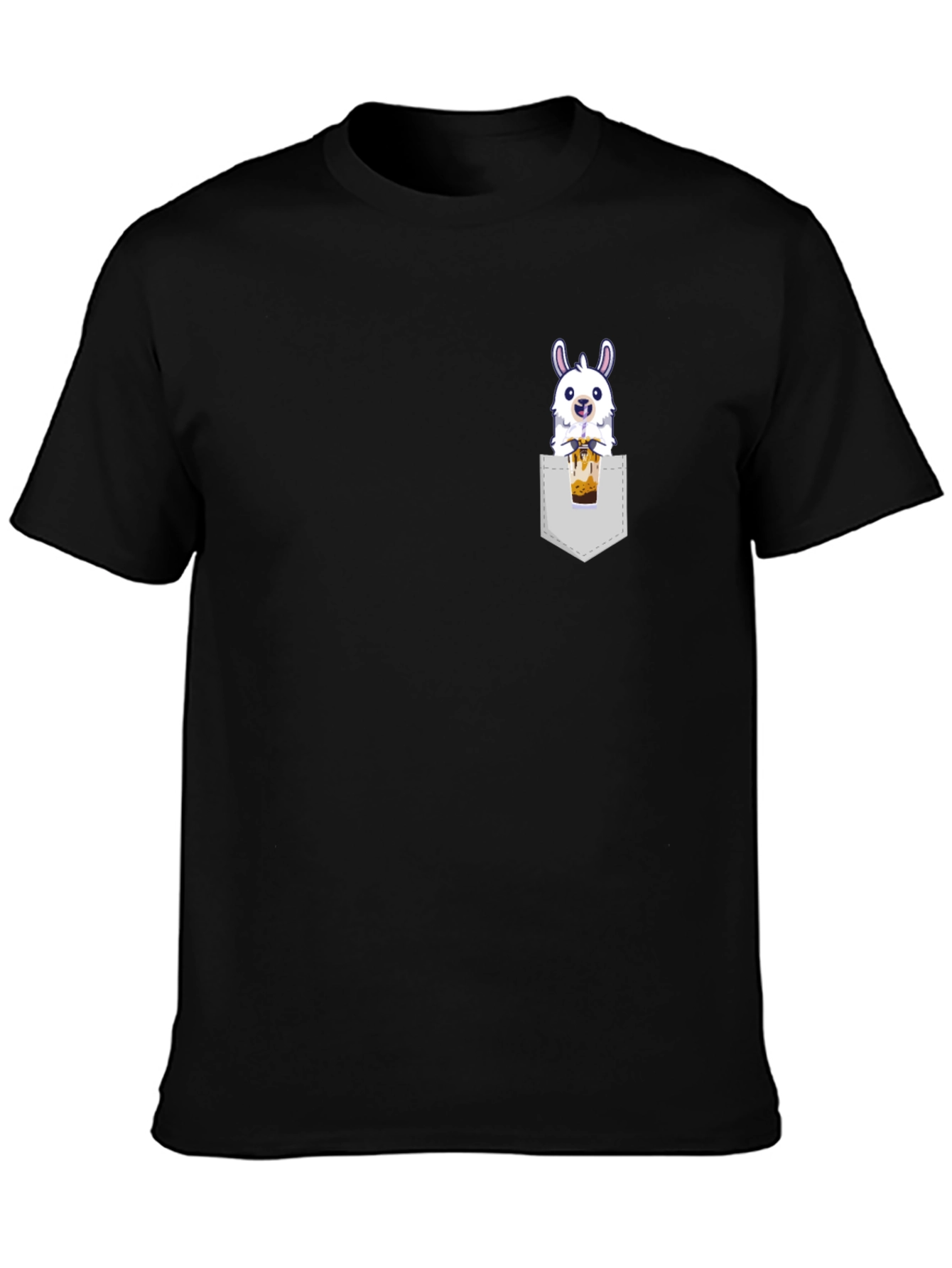 Llama Bubble Tea Pocket T-Shirt - Cute & Fun