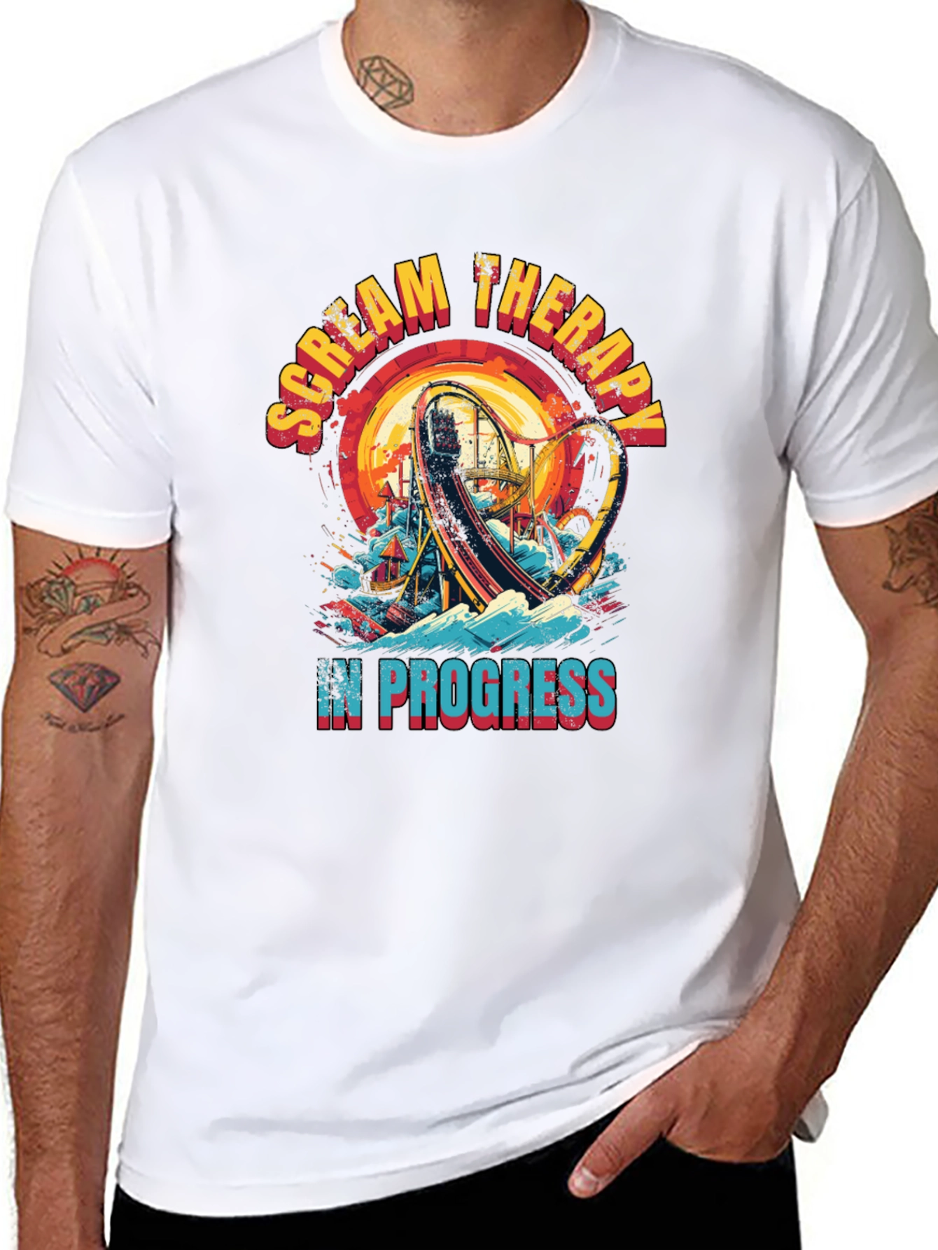 Scream Therapy T-Shirt: Roller Coaster Thrill Ride Design