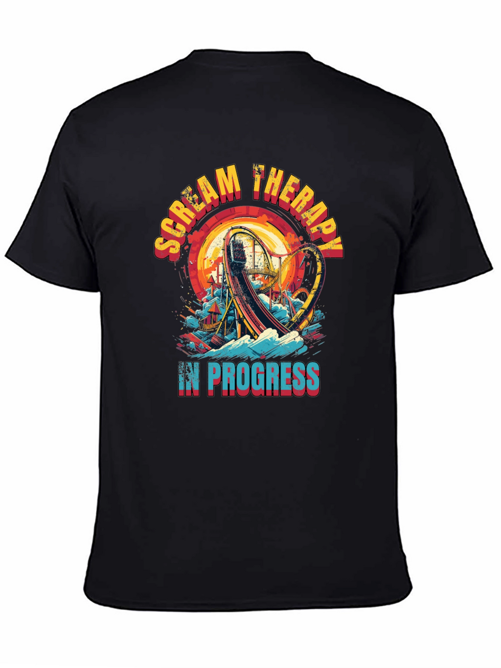 Scream Therapy T-Shirt: Roller Coaster Thrill Ride Design