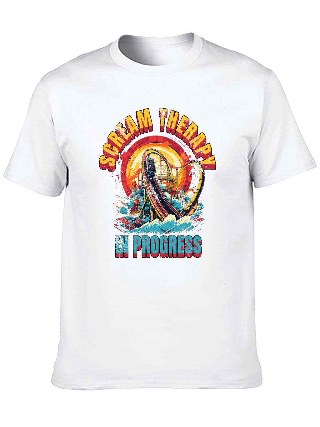 Scream Therapy T-Shirt: Roller Coaster Thrill Ride Design