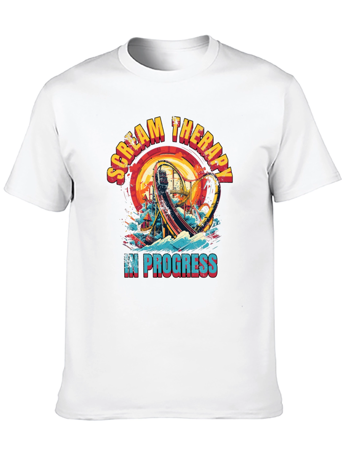 Scream Therapy T-Shirt: Roller Coaster Thrill Ride Design