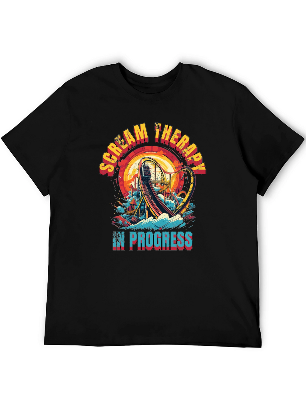 Scream Therapy T-Shirt: Roller Coaster Thrill Ride Design