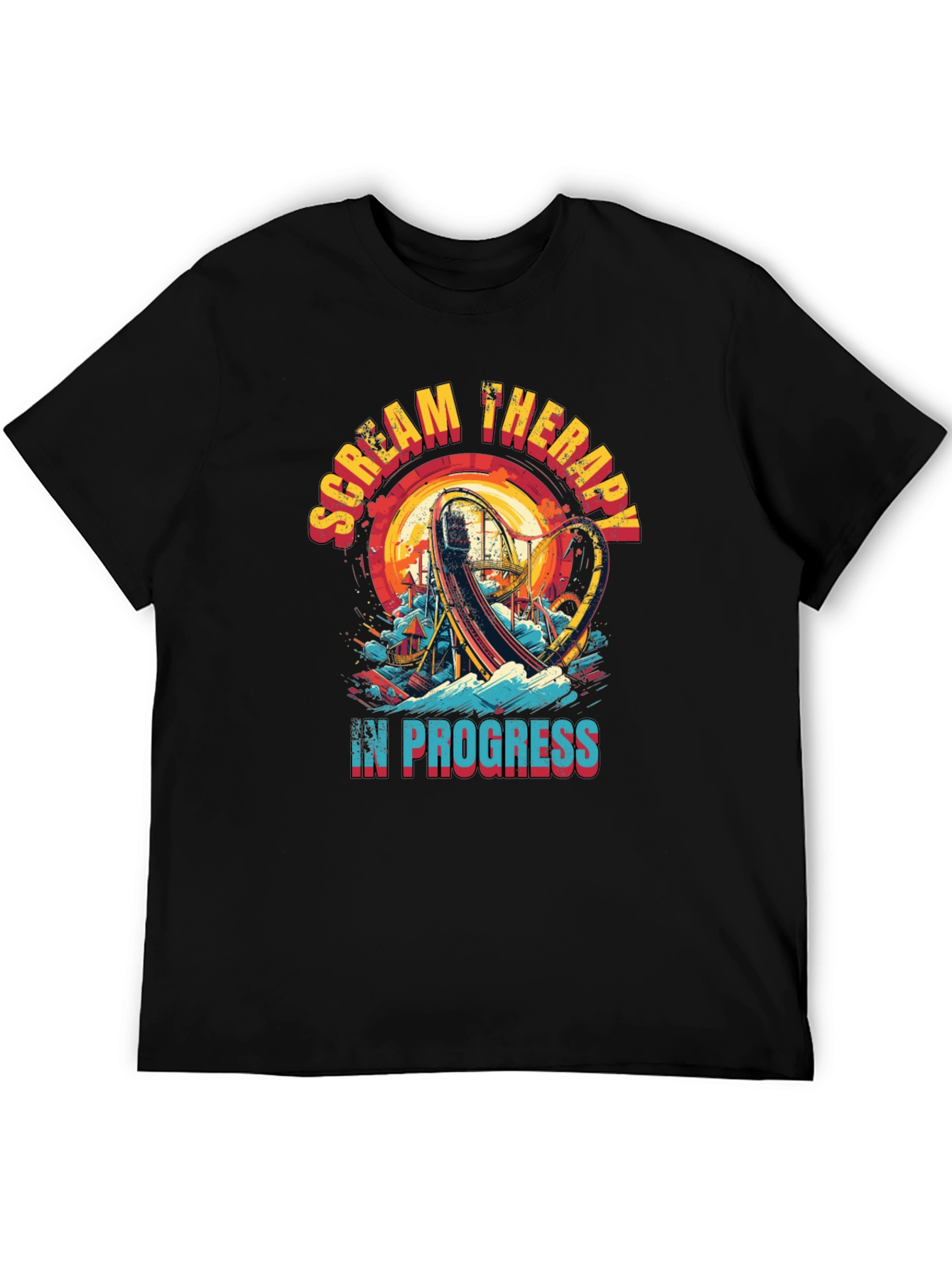 Scream Therapy T-Shirt: Roller Coaster Thrill Ride Design