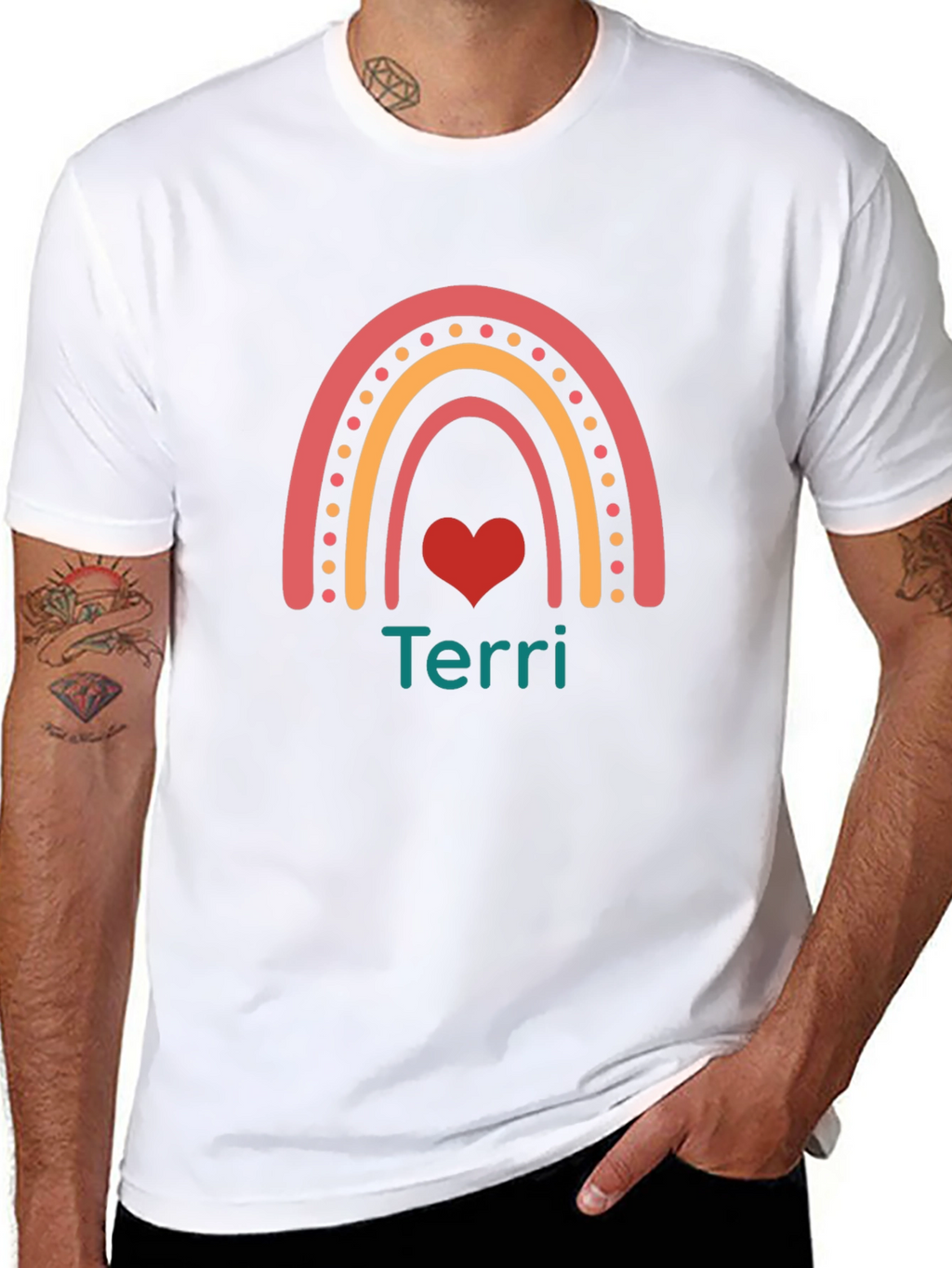 Personalized Rainbow Heart T-Shirt - Terri