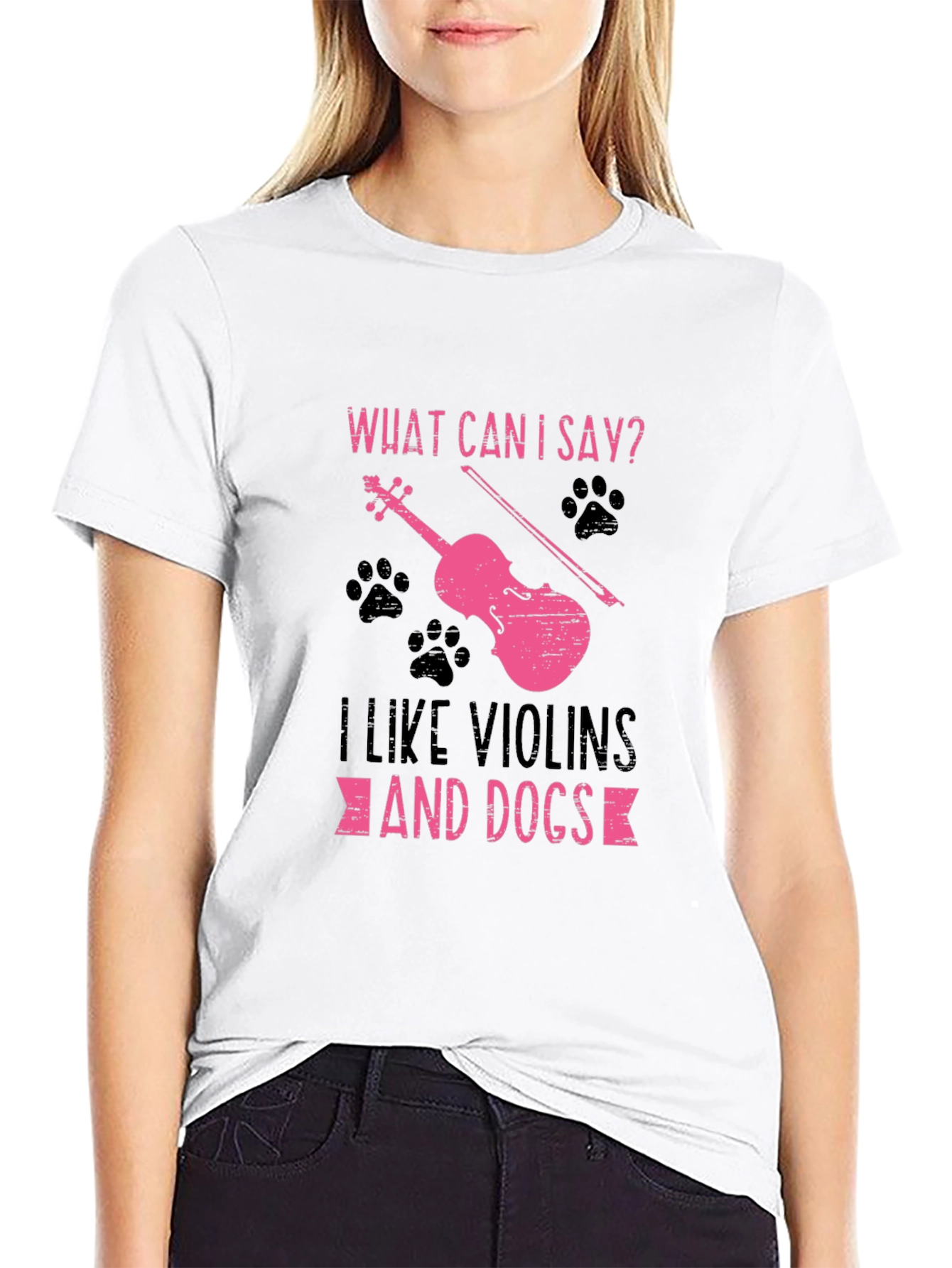 Violin and Dog Lover T-Shirt - Black
