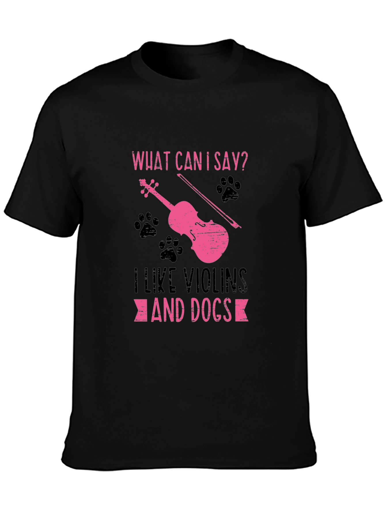 Violin and Dog Lover T-Shirt - Black