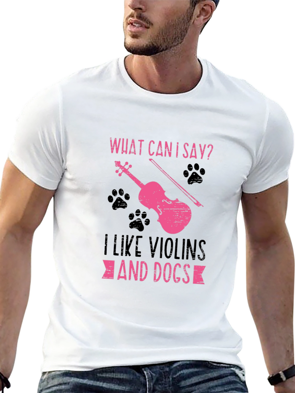 Violin and Dog Lover T-Shirt - Black