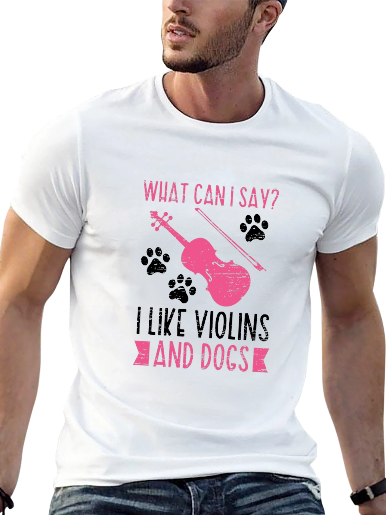 Violin and Dog Lover T-Shirt - Black