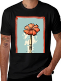 Floral Print Graphic T-Shirt - Unique Design