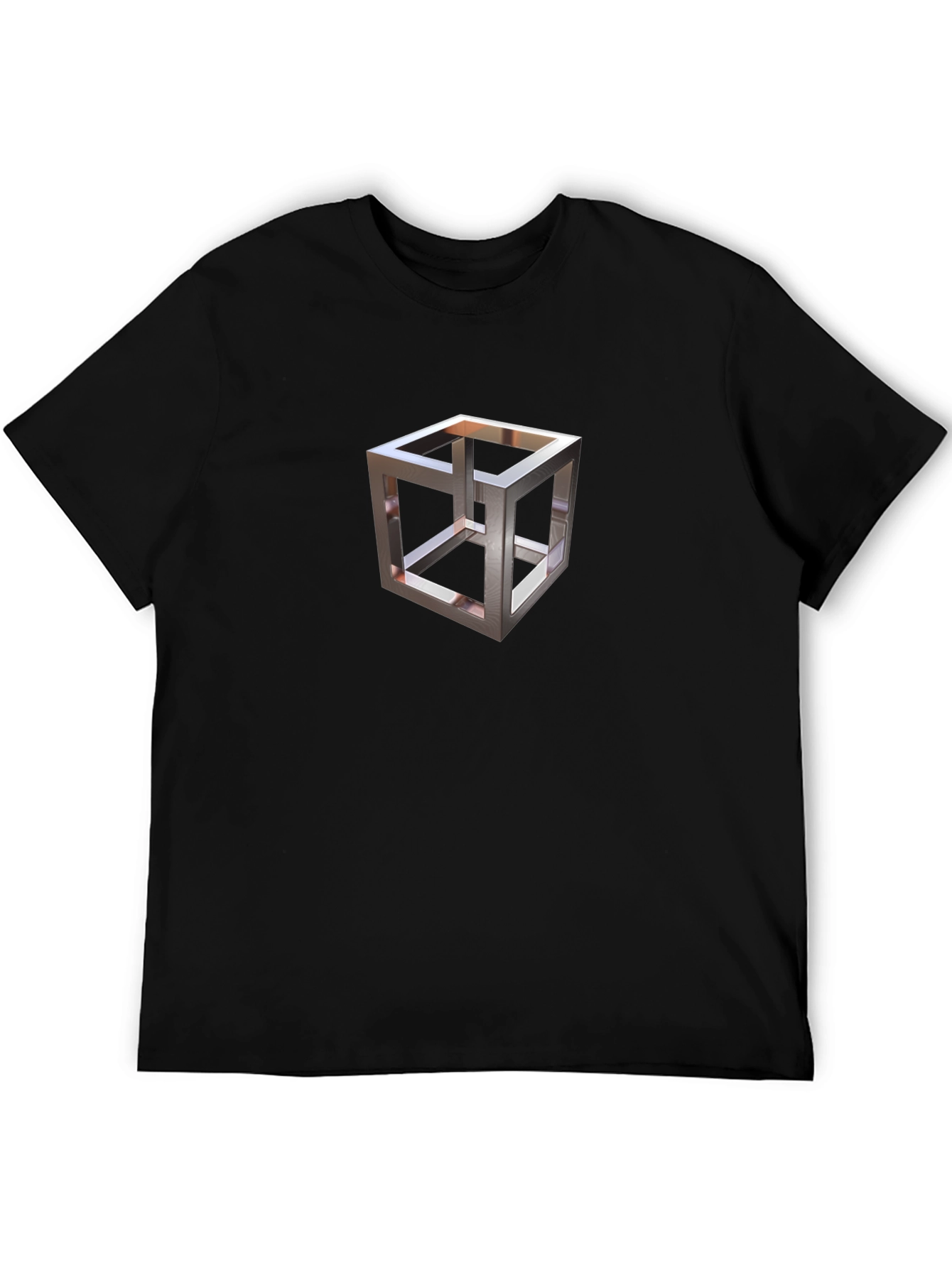 Impossible Cube Graphic Tee - Modern Optical Illusion