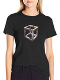 Impossible Cube Graphic Tee - Modern Optical Illusion